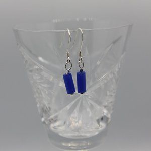 925 Handmade Vintage Blue Beaded Earrings